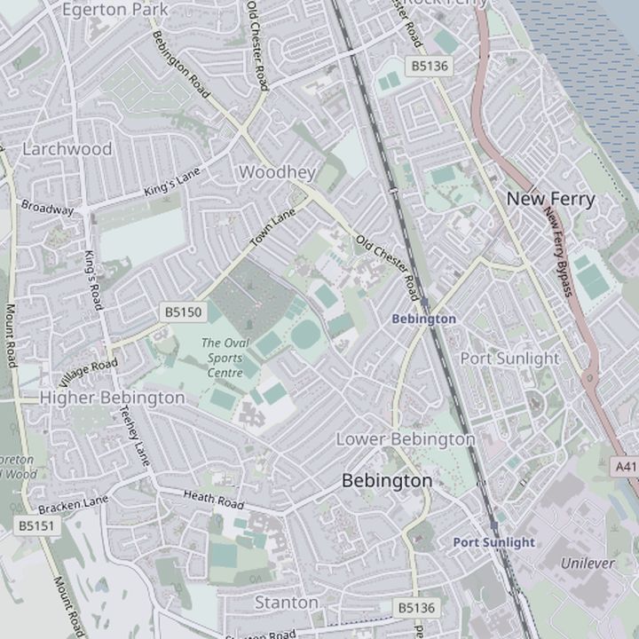 Map of Bebington and the surrounding streets