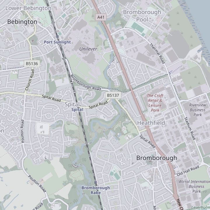 Map of Bromborough and the surrounding streets