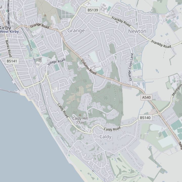 Map of Caldy and the surrounding streets