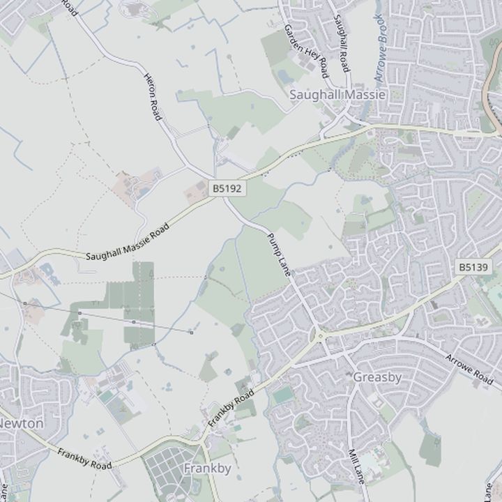 Map of Greasby and the surrounding streets