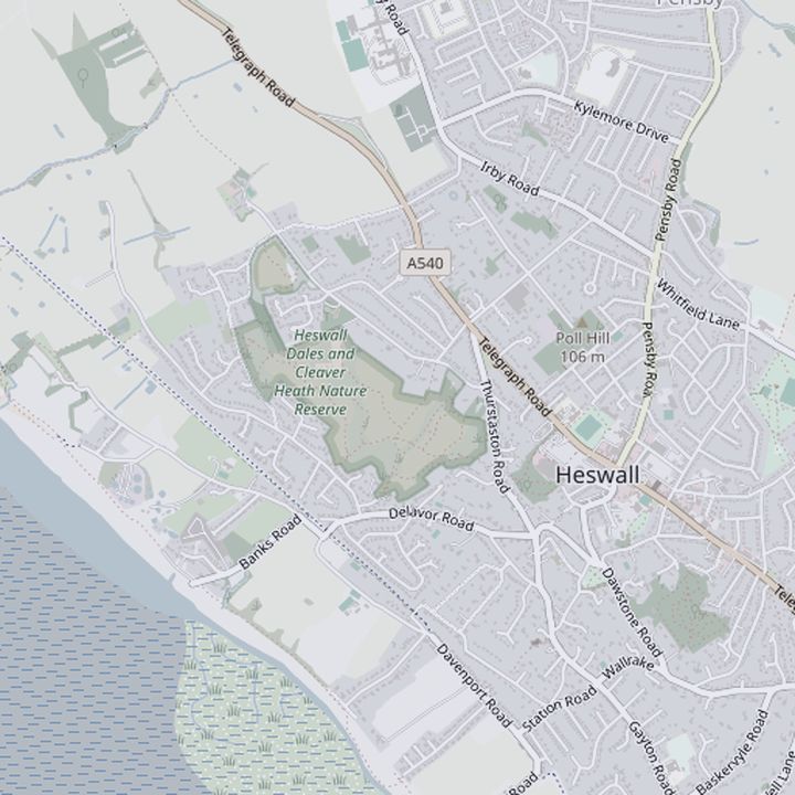 Map of Heswall and the surrounding streets